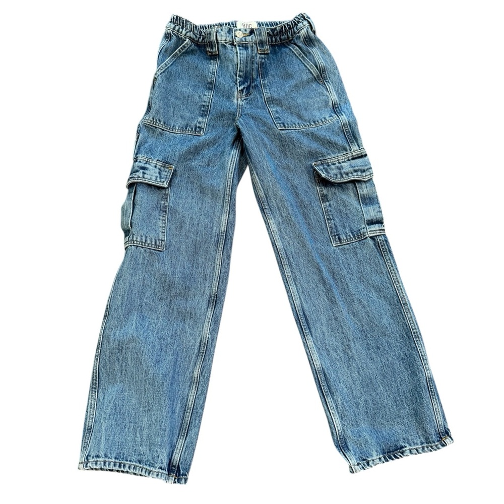 BDG Jeans Womens 27x32 Blue Skate Fit Baggy Cargo Cargo Pockets Elastic Waist